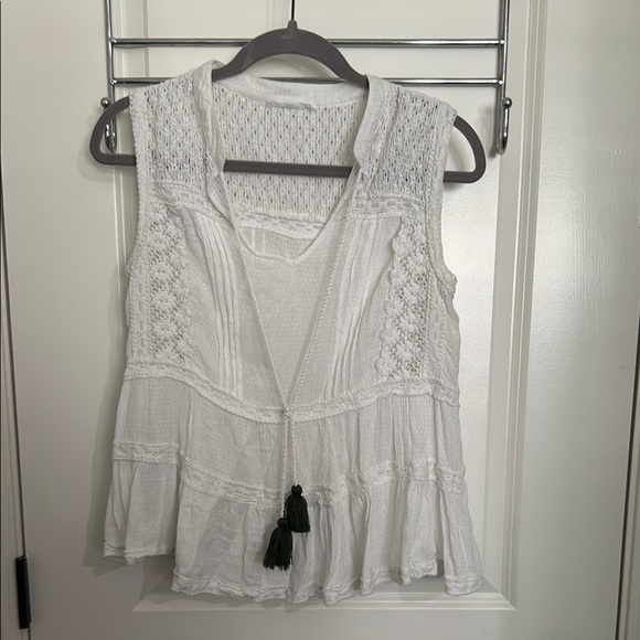 Mango White Sleeveless Tie Front Tunic - Picture 1 of 7